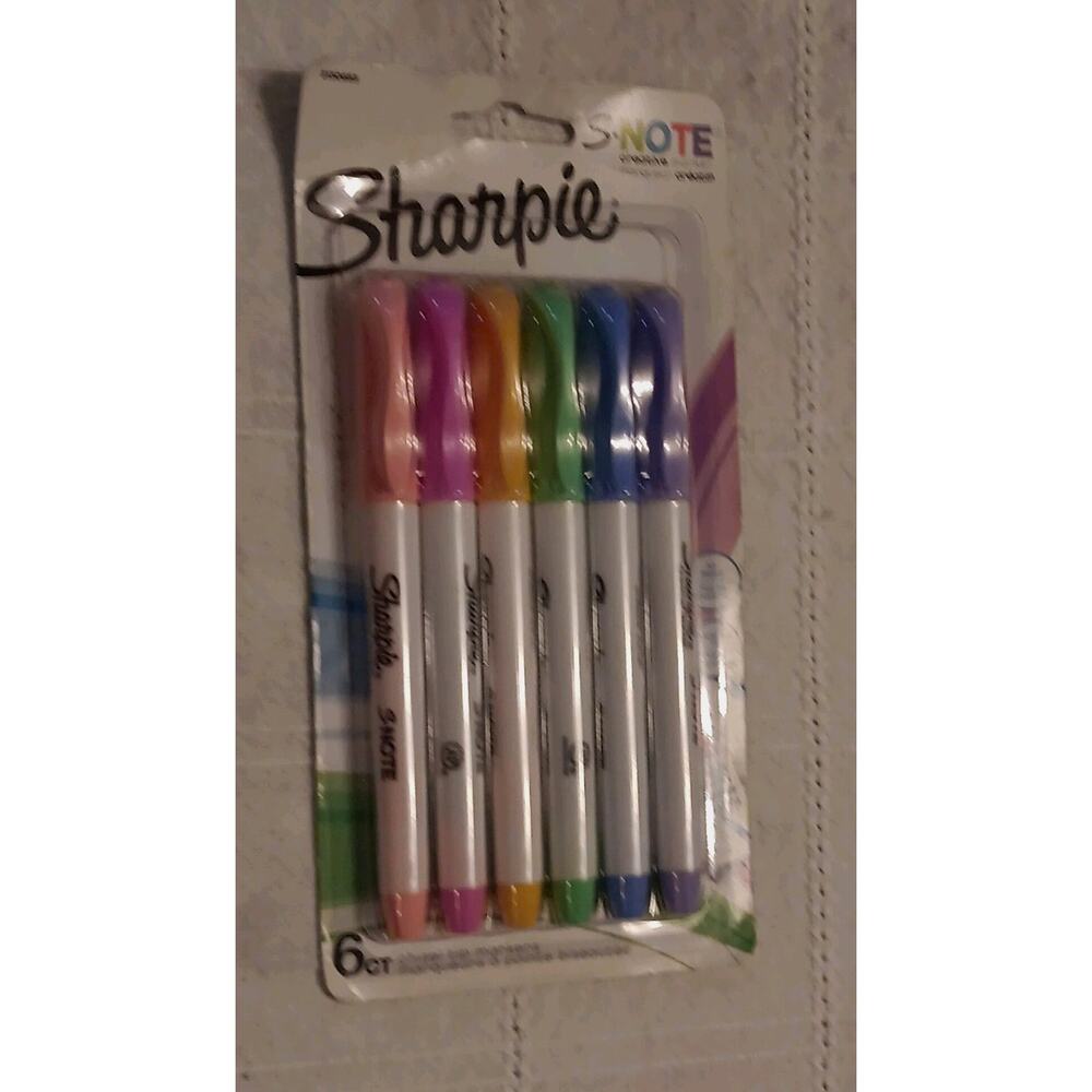 Sharpie S-Note Highlighters 6-Pack Assorted Colors Marker Pens